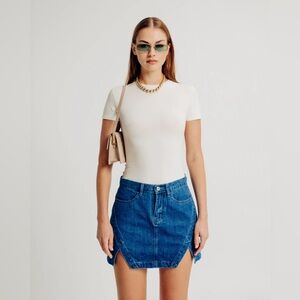 Torn By Ronny Kobo Erika Skirt Medium Wash Size Small